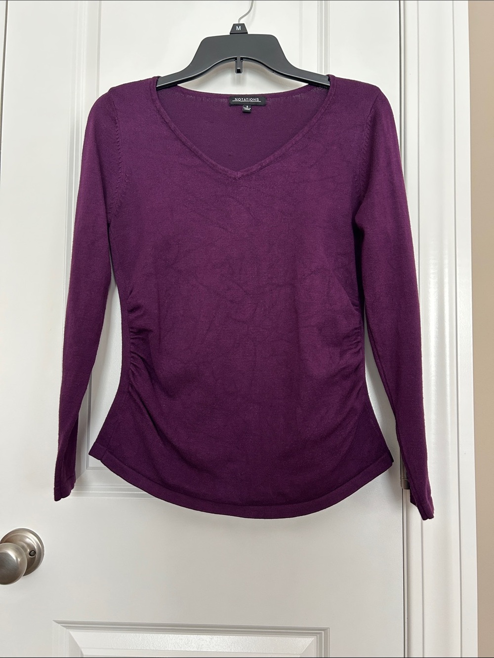 Sonoma V-Neck Long Sleeve Top in Plum, S